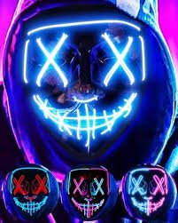 Upplyst Halloweenmask med LED – Skrämmande Cosplay för Alla